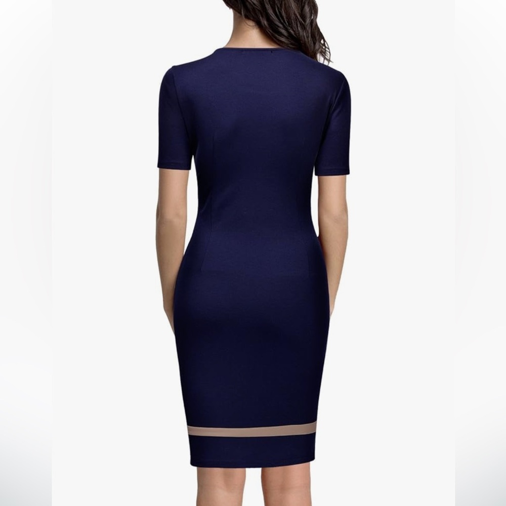 Miusol Women's Busines Work Bodycon Pencil Dress navy size small - Picture 2 of 8